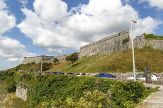 Walls of historic military fortress, The Royal Citadel, city of Plymouth, Devon, England, UK