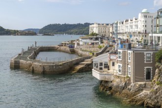 Seafront coastline waterfront, city of Plymouth, Devon, England, UK view west to West Hoe