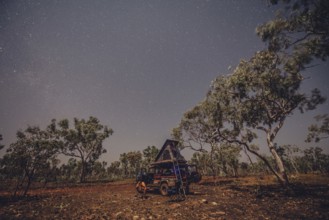 Australia Outback Landrover Camper Starry sky, Australia