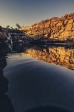 Bell Gorge waterfall, a body of water in north-west Australia in the Kimberley. Sunrise in the