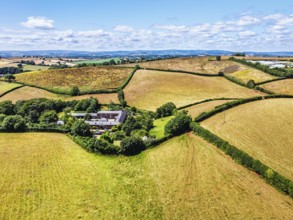 DefaultFarms and Fields over Torquay from a drone, Devon, England, United Kingdom