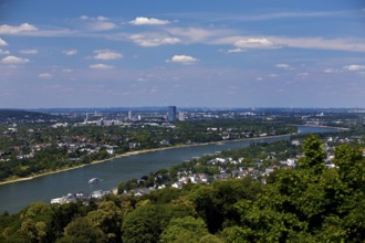 The Rhine with a view towards Bonn seen from the Drachenfels, Siebengebirge, Koenigswinter, North