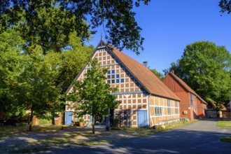 Round village, Lübeln, near Lüchow, Wendland-Elbe nature park Park, Lower Saxony, Germany