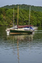 Boats on Windermere Lake, Fell Foot Park, Lake District, Cumbria, England, United Kingdom