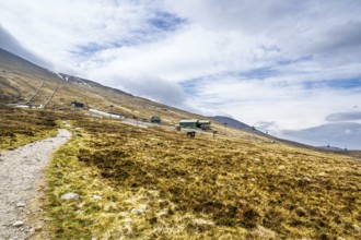 View of Nevis Range Mountains, Grampian Mountains, Fort William, Highland, Lochaber, Scotland, UK