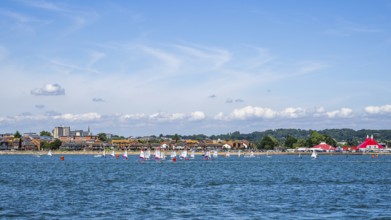 Boats on seaside in Poole, Dorset, England, United Kingdom