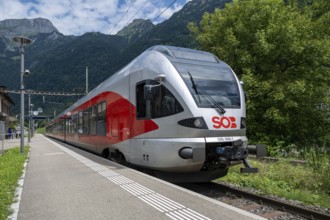 SOB passenger train, Schweizerische Südostbahn, Glarus, Switzerland