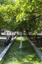Hviezdoslav Square, promenade with trees, benches and cafés in Bratislava, Slovakia