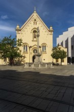 Capuchin monastery with a view of the castle in the city centre of Bratislava, Slovakia
