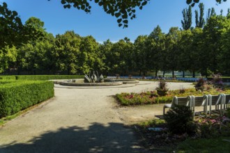 The Medical Garden, Medická záhrada, with the Swan Fountain in Bratislava, Slovakia
