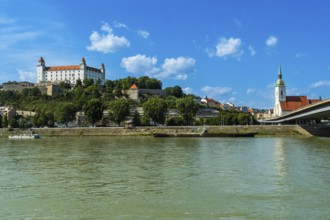 View of the castle and St Martin's Cathedral in Bratislava, Slovakia, from the other bank of the