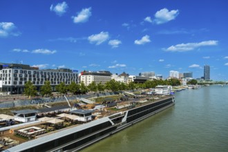 View of the banks of the Danube and the Bratislava skyline from the Bridge of the Slovak National