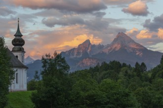 Gigantic sunrise near Maria Gern with a view of the Watzmann