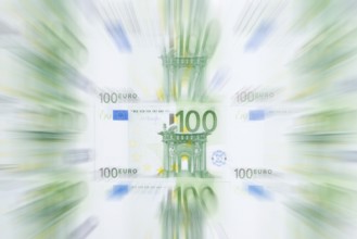 100 euro banknotes, 100 Euro, zoom effect