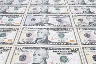 US dollar notes, 10 dollars, 50 dollars, banknotes