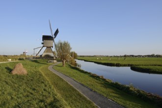 Historic windmill, UNESCO World Heritage Site, Kinderdijk, South Holland, Netherlands