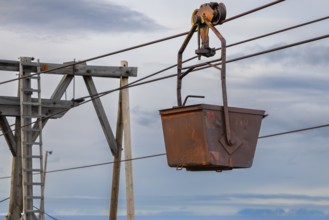 Historic coal cable car, transport cable car, Longyearbyen, Spitsbergen, Svalbard
