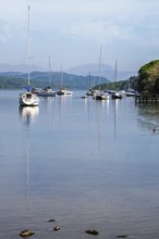 Boats on Windermere Lake, Fell Foot Park, Lake District, Cumbria, England, United Kingdom