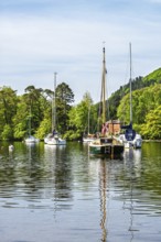 Boats on Windermere Lake, Fell Foot Park, Lake District, Cumbria, England, United Kingdom