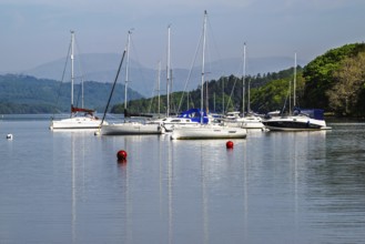 Boats on Windermere Lake, Fell Foot Park, Lake District, Cumbria, England, United Kingdom