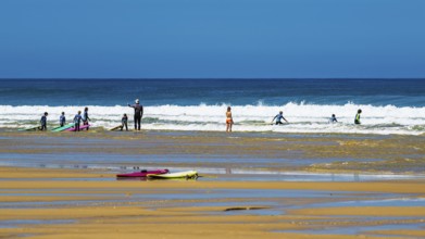 Surfer on Contis beach, Saint Julien en Born, Saint-Julien-en-Born, Landes, France
