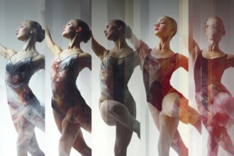 Collage of ballet dancers. Concept of art movement and entertainment, AI generated