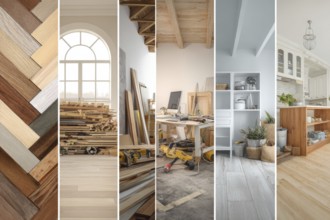 Collage of home renovation services, AI generated