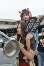 Detroit, Michigan USA - 26 July 2025 - Protesters rally at Eastern Market, banging empty pots to