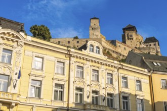 Hotel Elizabeth with Trencin Castle in the background, Capital of Culture 2026, Trencín, Slovakia