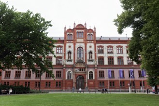 Main building of the University of Rostock, Renaissance façade with terracotta chimney, Rostock,