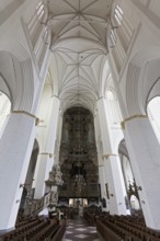 St Mary's Church, Gothic nave with organ, Rostock, Mecklenburg-Western Pomerania, Germany