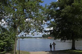 Lake Mirow, view from the castle island, Mirow, Mecklenburg Lake District, Mecklenburg-Western