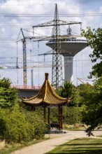 The Neulandpark in Leverkusen on the Rhine, state garden show site from 2005, Chinese dragon