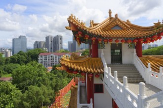 Thean Hou Temple to the Goddess Mazu and Kuala Lumpur skyline, Malaysia, Asia