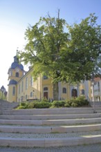 St Mary's Church and tree as a natural monument, main church, Suhl, Franconia, Thuringia, Germany