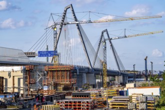 Construction site on the left bank of the Rhine for the new construction of the second motorway