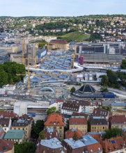 Stuttgart Central Station. The Stuttgart 21 construction site, where the new through station is
