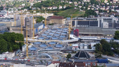 Stuttgart Central Station. The Stuttgart 21 construction site, where the new through station is