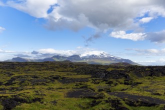 Snaefellsjökull National Park with Snaefell volcano on the horizon, Snaefellsjökull glacier,