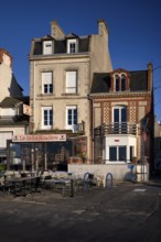 Bar, Restaurant, Le déBARcadère, empty, deserted, Grandcamp-Maisy, evening light, Normandy,