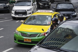 Road traffic taxi, Bangkok, Thailand