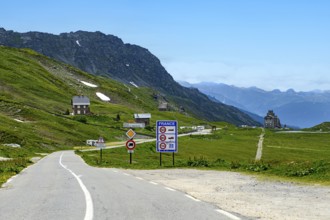 High mountain pass road above tree line with 2188 metre high alpine pass Little Saint Bernard,