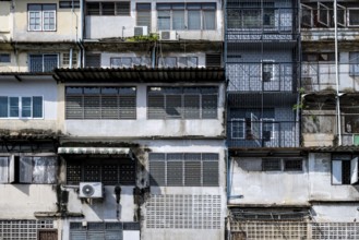 Dilapidated building facade, Bangkok, Thailand