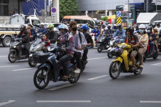 Road traffic motorbike scooter, Bangkok, Thailand
