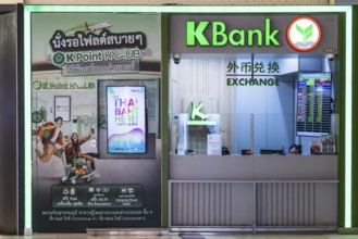 Money exchange office Kasikorn Bank, Bangkok, Thailand