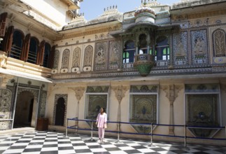 Inner courtyard in the City Palace Museum, City Palace of Udaipur, Rajasthan, India