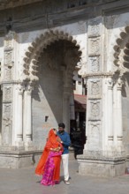 Indian couple at Gangaur Ghat or Gangori Ghat, Udaipur, Rajasthan, India