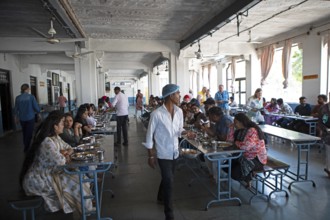 Pilgrims' meal at the Adinath temple in Ranakpur, Jain temple, Rajasthan, India