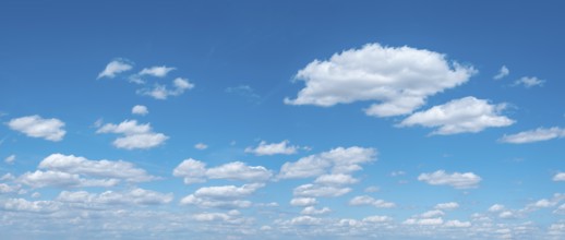 Background image for sky replacement, blue sky with loose white cumulus clouds