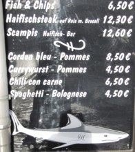 Shark steak on the menu, Haifischbar in Hamburg, Germany